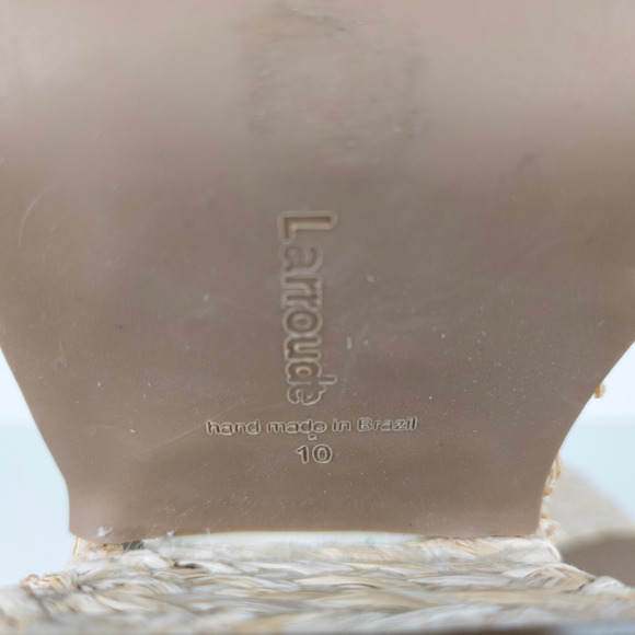 LARROUDE Carmen Raffia Platform Heeled Sandal Beige Open Toe Women's 10 - Picture 8 of 9